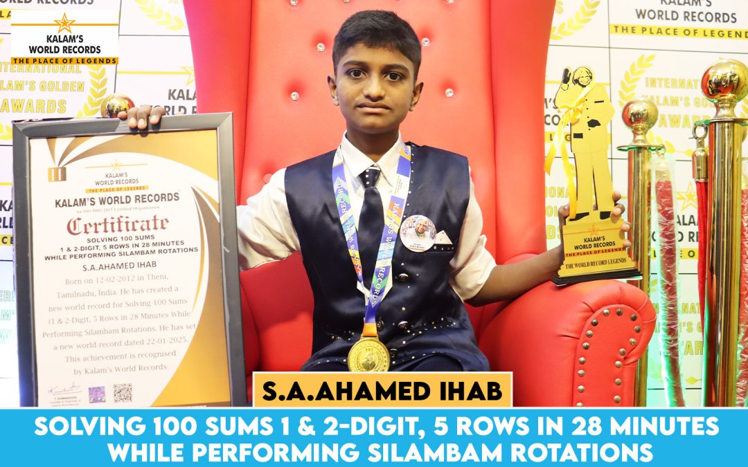 Solving 100 Sums 1 & 2-digit, 5 Rows in 28 Minutes While Performing Silambam Rotations