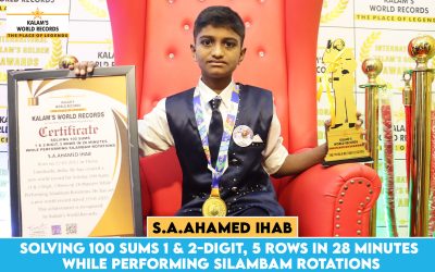 Solving 100 Sums 1 & 2-digit, 5 Rows in 28 Minutes While Performing Silambam Rotations