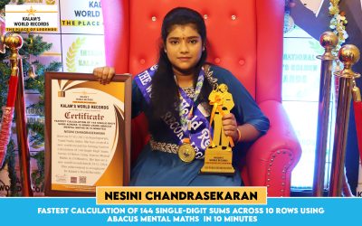 Fastest Calculation of 144 Single-digit Sums Across 10 Rows Using Abacus Mental Maths in 10 Minutes