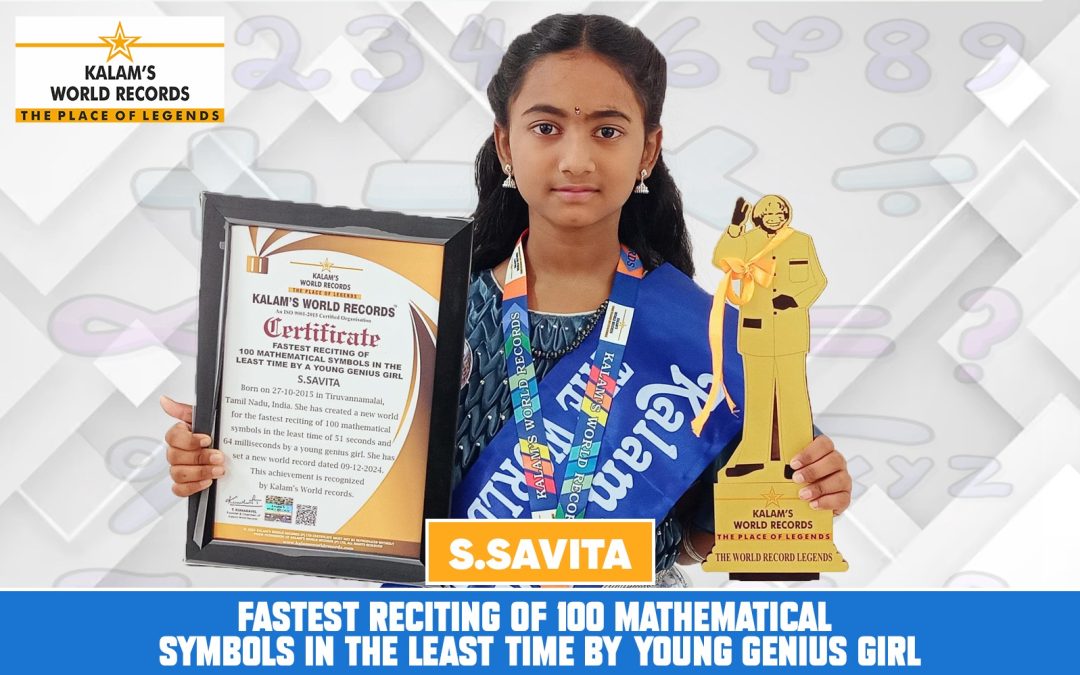 Fastest Reciting of 100 Mathematical Symbols in the Least Time by Young Genius Girl