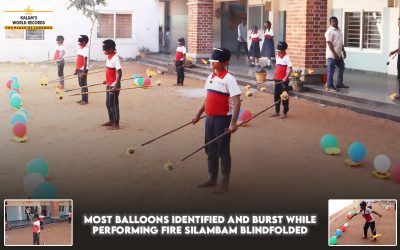 Most Balloons Identified and Burst While Performing Fire Silambam Blindfolded