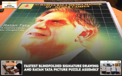 Fastest Blindfolded Signature Drawing and Ratan Tata Picture Puzzle Assembly