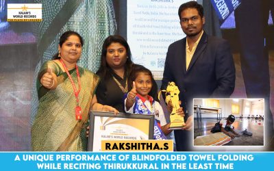 A Unique Performance of Blindfolded Towel Folding While Reciting Thirukkural in the Least Time