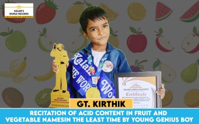 Recitation of Acid Content in Fruit and Vegetable Names in the Least Time by Young Genius Boy  Gt. Kirthik