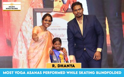 Most Yoga Asanas Performed While Skating Blindfolded