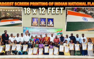 Largest Screen Printing of the Indian National Flag Measuring 18 X 12 Feet