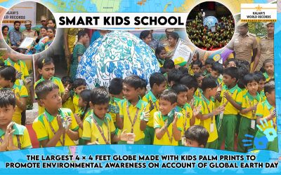 The Largest 4 × 4 Feet Globe Made With Kids’ Palm Prints to Promote Environmental Awareness on the Occasion of Global Earth Day