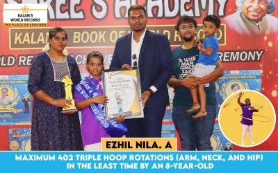 Maximum 402 Triple Hoop Rotations (Arm, Neck, and Hip) in the Least Time by an 8-year-old