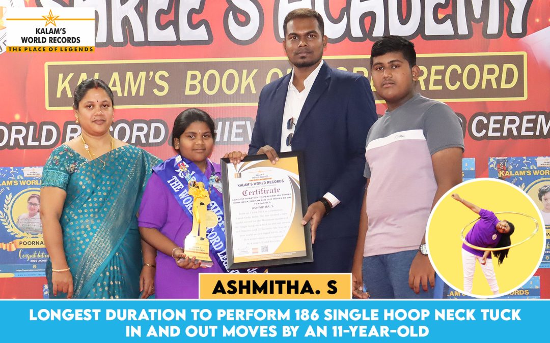 Longest Duration to Perform 186 Single Hoop Neck Tuck in and Out Moves by an 11-year-old