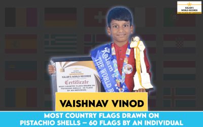 Most Country Flags Drawn on Pistachio Shells – 60 Flags by an Individual