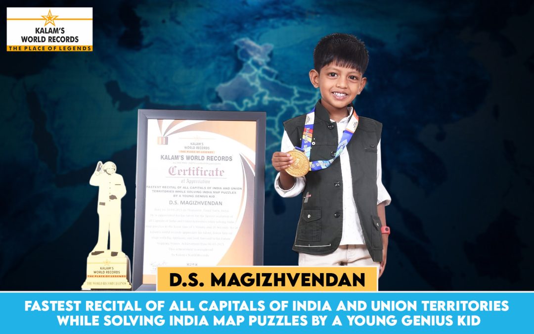 Fastest Recital of All Capitals of India and Union Territories While Solving India Map Puzzles by a Young Genius Kid