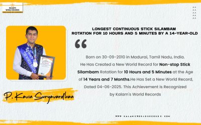 LONGEST CONTINUOUS STICK SILAMBAM ROTATION FOR 10 HOURS AND 5 MINUTES BY A 14-YEAR-OLD