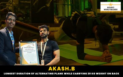 LONGEST DURATION OF ALTERNATING PLANK WHILE CARRYING 20 KG WEIGHT ON BACK