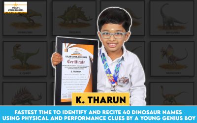 Fastest Time to Identify and Recite 40 Dinosaur Names Using Physical and Performance Clues by a Young Genius Boy