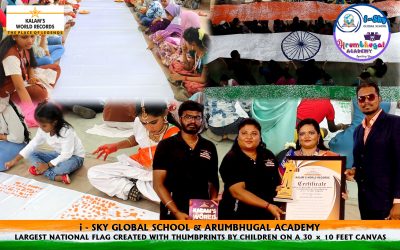 LARGEST NATIONAL FLAG CREATED WITH THUMBPRINTS BY CHILDREN ON A 30 × 10 FEET CANVAS