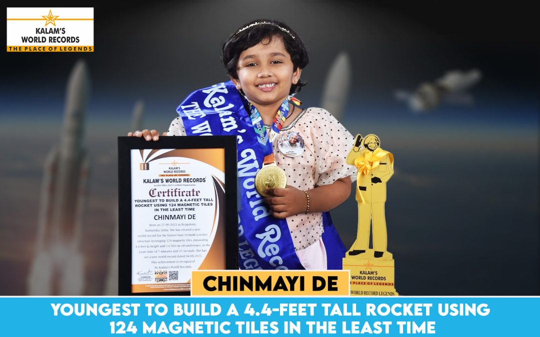 Youngest to Build a 4.4-feet Tall Rocket Using 124 Magnetic Tiles in the Least Time