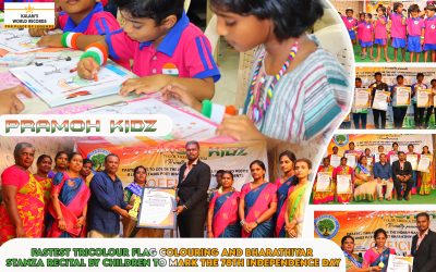 Fastest Tricolour Flag Colouring and Bharathiyar Stanza Recital by Children to Mark the 78th Independence Day