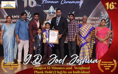 Longest 15 Minutes and Weighted Plank Hold (2 Kg) by an Individual