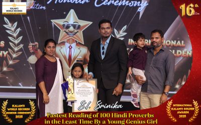 FASTEST READING OF 100 HINDI PROVERBS IN THE LEAST TIME BY A YOUNG GENIUS GIRL