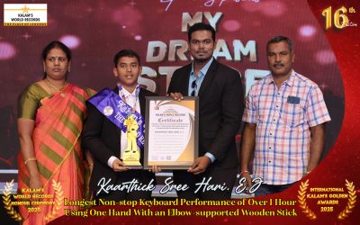 Longest Non-stop Keyboard Performance of Over 1 Hour Using One Hand With an Elbow-supported Wooden Stick