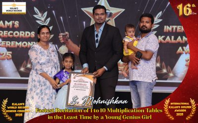 Fastest Recitation of 1 to 10 Multiplication Tables in the Least Time by a Young Genius Girl