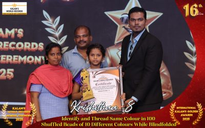 Identify and Thread Same Colour in 100 Shuffled Beads of 10 Different Colours While Blindfolded