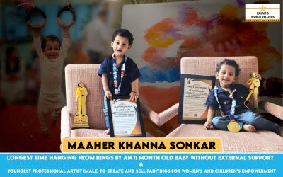 Longest Time Hanging From Rings by an 11 Month Old Baby Without External Support (&) Youngest Professional Artist (Male) to Create and Sell Paintings for Women’s and Children’s Empowerment