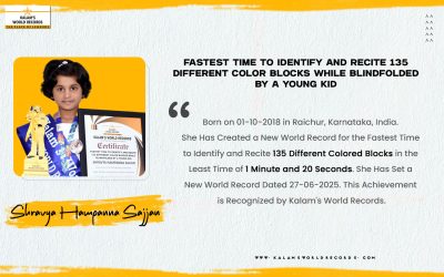 Fastest Time to Identify and Recite 135 Different Color Blocks While Blindfolded by a Young Kid