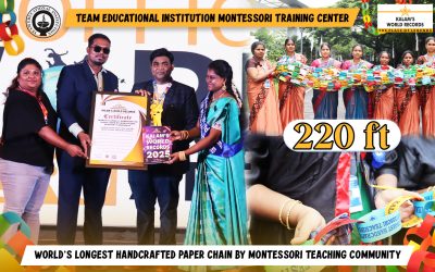 220 FEET OF WORLD’S LONGEST HANDCRAFTED PAPER CHAIN BY MONTESSORI TEACHING COMMUNITY