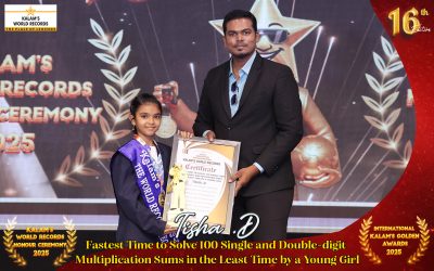 FASTEST TIME TO SOLVE 100 SINGLE AND DOUBLE-DIGIT MULTIPLICATION SUMS IN THE LEAST TIME BY A YOUNG GIRL