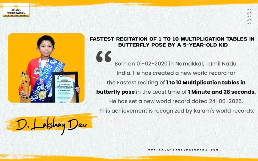 FASTEST RECITATION OF 1 TO 10 MULTIPLICATION TABLES IN BUTTERFLY POSE BY A 5-YEAR-OLD KID