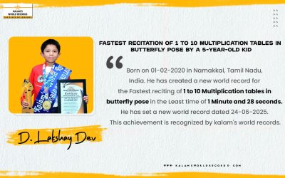 FASTEST RECITATION OF 1 TO 10 MULTIPLICATION TABLES IN BUTTERFLY POSE BY A 5-YEAR-OLD KID