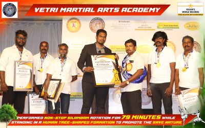 Performed Non-stop Silambam Rotation for 79 Minutes While Standing in a Human Tree-shaped Formation to Promote the Save Nature