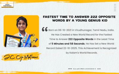 Fastest Time to Answer 222 Opposite Words by a Young Genius Kid