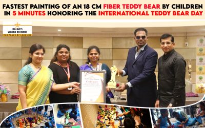Fastest Painting of an 18 Cm Fiber Teddy Bear by Children in 5 Minutes Honoring the International Teddy Bear Day