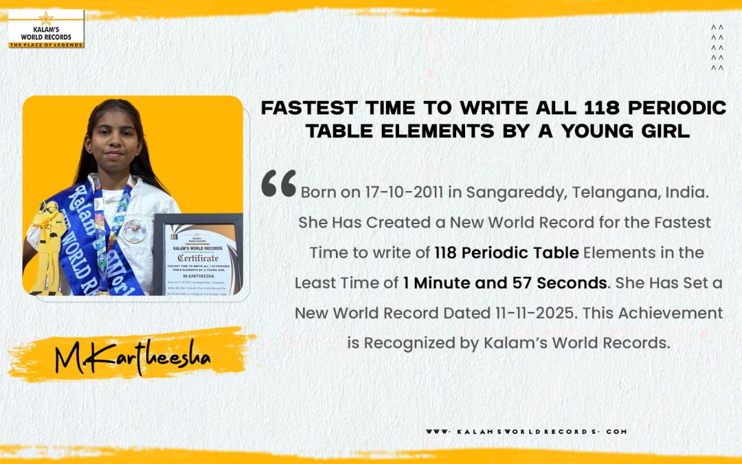 Fastest Time to Write All 118 Periodic Table Elements by a Young Girl