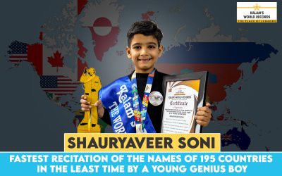FASTEST RECITATION OF THE NAMES OF 195 COUNTRIES IN THE LEAST TIME BY A YOUNG GENIUS BOY