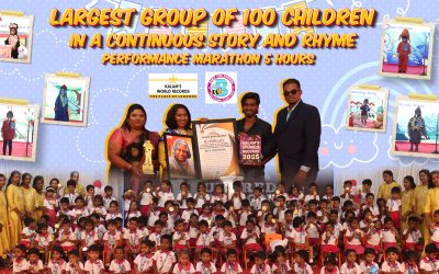 LARGEST GROUP OF 100 CHILDREN IN A CONTINUOUS STORY AND RHYME PERFORMANCE MARATHON 5 HOURS