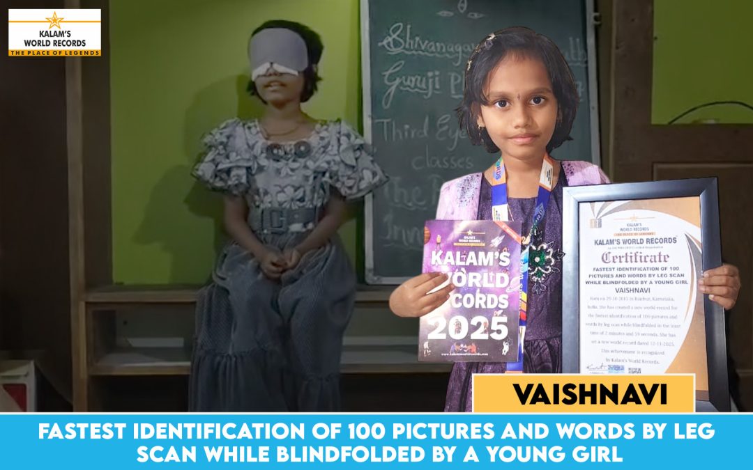 Fastest Identification of 100 Pictures and Words by Leg Scan While Blindfolded by a Young Girl