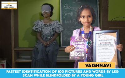 Fastest Identification of 100 Pictures and Words by Leg Scan While Blindfolded by a Young Girl