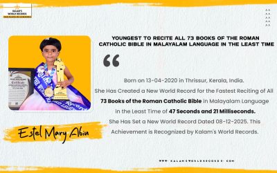 Youngest to Recite All 73 Books of the Roman Catholic Bible in Malayalam Language in the Least Time