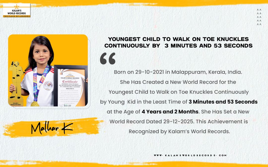 Youngest Child to Walk on Toe Knuckles Continuously by  3 Minutes and 53 Seconds