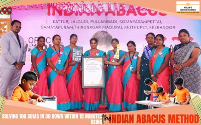 Fastest Solving of 100 One-digit, 30-row Abacus Sums in 15 Minutes by Using Indian Abacus Method