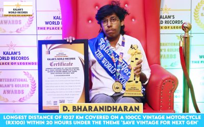 Longest Distance of 1027 Km Covered on a 100cc Vintage Motorcycle (Rx100) Within 20 Hours Under the Theme ‘save Vintage for Next Gen’
