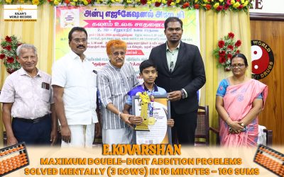 MAXIMUM DOUBLE-DIGIT ADDITION PROBLEMS SOLVED MENTALLY (3 ROWS) IN 10 MINUTES – 100 SUMS