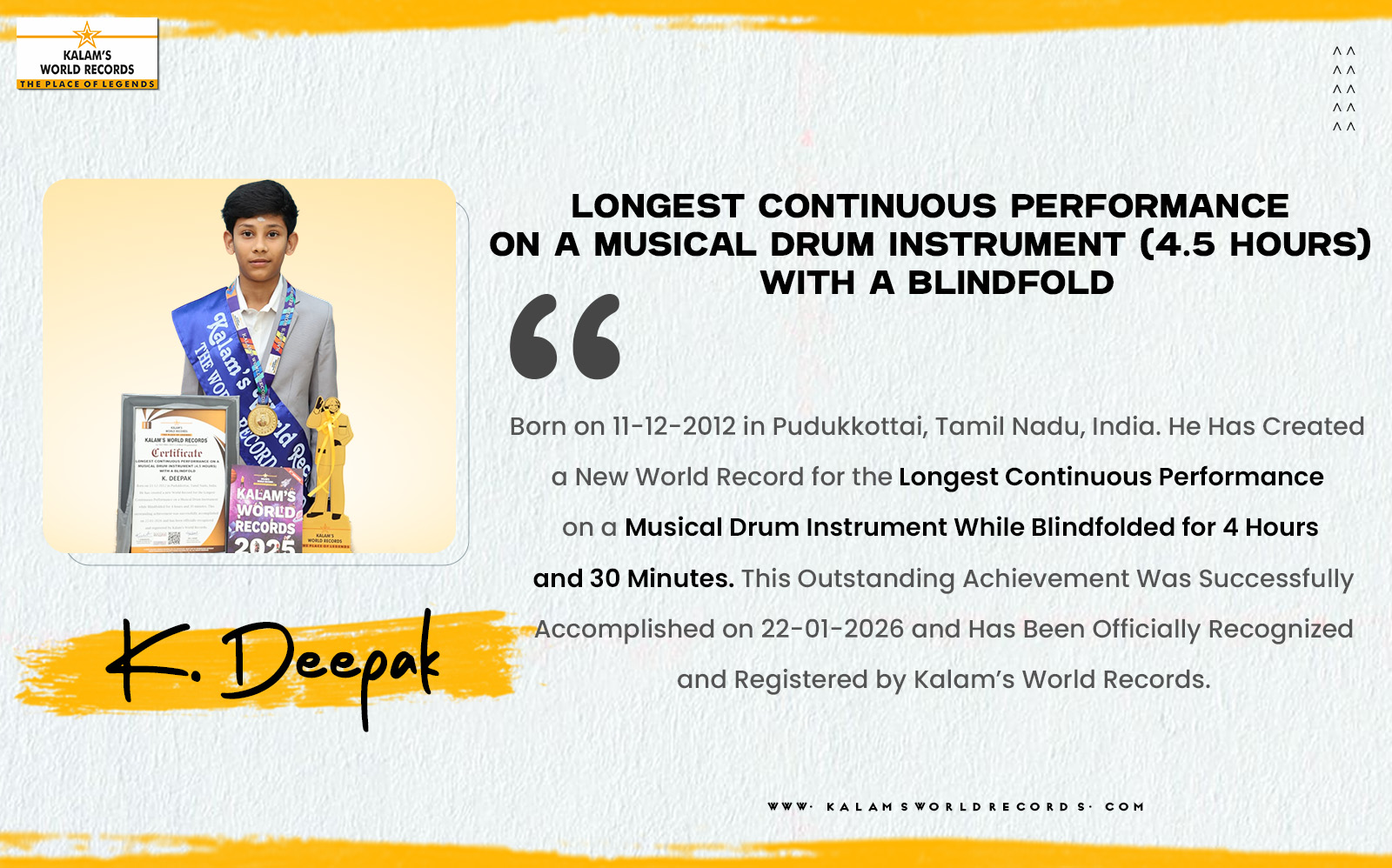 Longest Continuous Performance on a Musical Drum Instrument (4.5 Hours ...