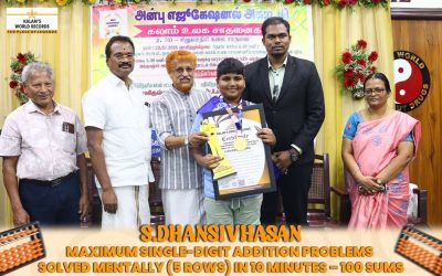 MAXIMUM SINGLE-DIGIT ADDITION PROBLEMS SOLVED MENTALLY (5 ROWS) IN 10 MINUTES – 100 SUMS