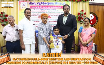 MAXIMUM DOUBLE-DIGIT ADDITION AND SUBTRACTION PROBLEMS SOLVED MENTALLY (3 ROWS) IN 4 MINUTES – 100 SUMS