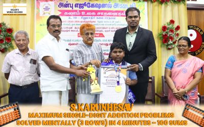 MAXIMUM SINGLE-DIGIT ADDITION PROBLEMS SOLVED MENTALLY (3 ROWS) IN 4 MINUTES – 100 SUMS