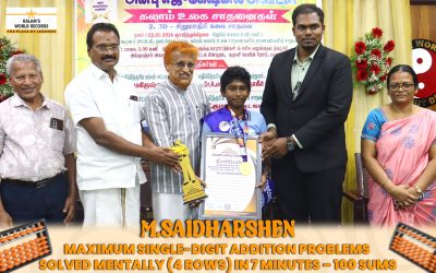 MAXIMUM SINGLE-DIGIT ADDITION PROBLEMS SOLVED MENTALLY (4 ROWS) IN 7 MINUTES – 100 SUMS